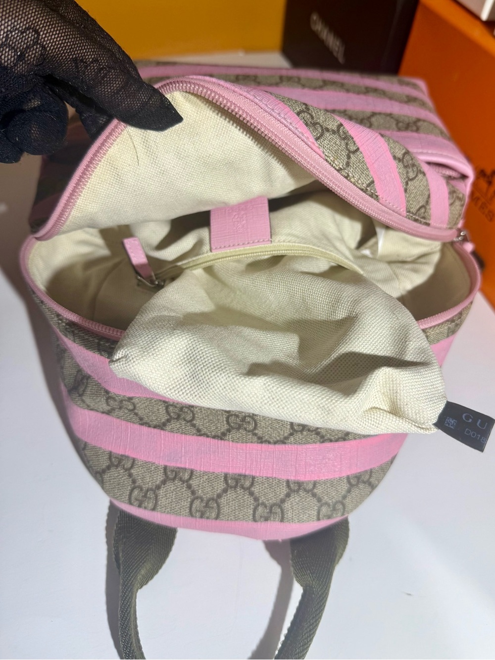 GUCCI w/COA Euc Kids Striped GG Supreme Canvas Backpack - Picture 16 of 17